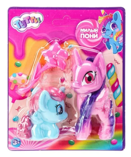 Набор пони тутти пластиковые 2шт 8см/6см расческа Y2306Z0484-1-RU